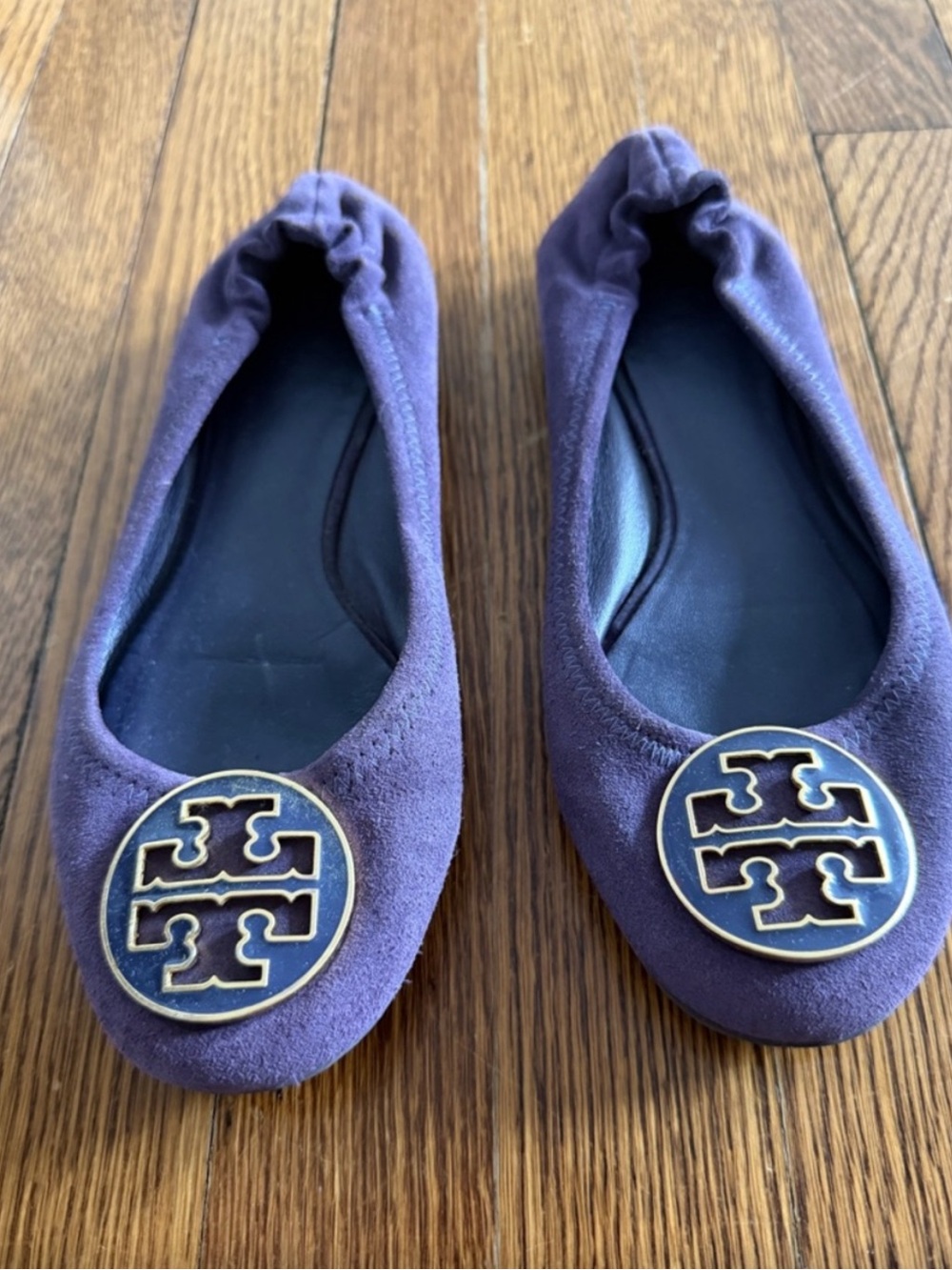 Tory Burch Purple Suede Logo Ballet Flats